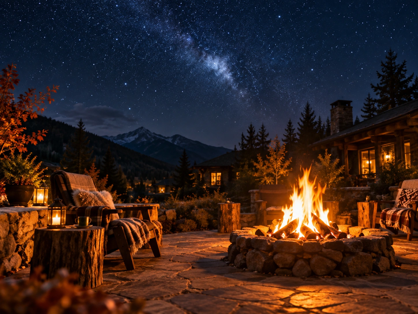 The fire is lit, and the sky comes out.