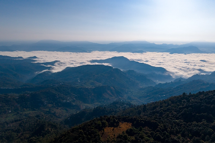 Misty hills at dusk